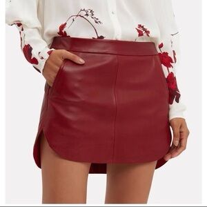 Michelle Mason Leather Baseball Hem Mini Skirt